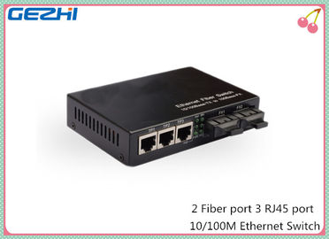 10 / a fibra do multiport 100Mbps aos ethernet comuta 2 portos da fibra + 3 portos RJ45